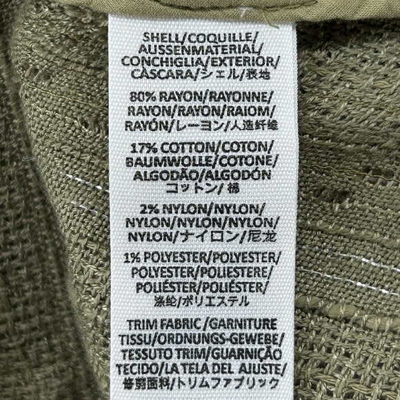 Free People Blouse Women Size Large Olive Green Gold Specks 3/4 Sleeve - Picture 4 of 9